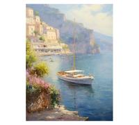 Graiting 1pc Watercolor Pomegranate Tree Coastal Window View Still Life Canvas Poster Wall Pictures Home Decor(1,30x40cm)