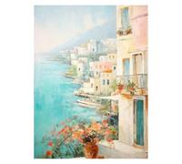 Graiting 1pc Watercolor Pomegranate Tree Coastal Window View Still Life Canvas Poster Wall Pictures Home Decor(6,30x40cm)
