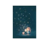 Graiting 1pc Whimsical Kids Wall Canvas Magical Adventure Themed Space Rocket Mermaid Unicorn Dragon Poster Nursery Decor(D,15X20 cm No Framed)
