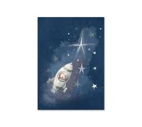 Graiting 1pc Whimsical Kids Wall Canvas Magical Adventure Themed Space Rocket Mermaid Unicorn Dragon Poster Nursery Decor(E,50X70 cm No Framed)