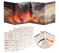 Grajar DND Customizable DM Screen 5e with 4 Panels for US Letter Paper, Large Opening Magnetic Pockets with Wet-Erase Function, Included D&D Master Screen Inserts