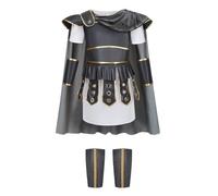 GRAJTCIN Kids Medieval Spartan Warrior Costume Boys Viking Roman Warrior Gladiator Costume Role Play Cosplay (Grey, Small (4-5 Years)