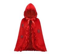 GRAJTCIN Little Red Riding Hood Costume Red Hood Cloak Women Short Cape Halloween Christmas Fairytale Cosplay (23.6", Double Patch)
