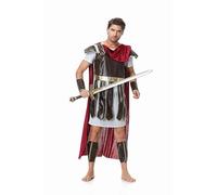 GRAJTCIN Mens Roman Gladiator Costume Set for Spartan Costume Halloween Viking Medieval Historical Warrior Role Playing Party Red S