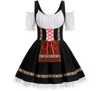 GRAJTCIN Oktoberfest Costumes Women Velvet German Bavarian Dirndl Dress Octoberfest Outfits for Halloween Carnival (S, Black)