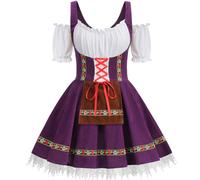 GRAJTCIN Oktoberfest Costumes Women Velvet German Bavarian Dirndl Dress Octoberfest Outfits for Halloween Carnival (M, Purple)