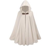 GRAJTCIN Renaissance Hooded Cape Velvet Cloak Victorian Capelet Medieval Hobbit Halloween Costume, Beige, 100CM/39"