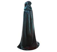 GRAJTCIN Shiny Hooded Cape Women Gradient Cloak Halloween Christmas Party Medieval Witch Vampire Costume (59", Mesh Black)