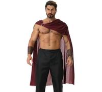 GRAJTCIN Unisex Spartan Warrior Costume Cape with Bracers Halloween Medieval Cloak Cosplay, Dark Red, 118cm / 46.5 inch