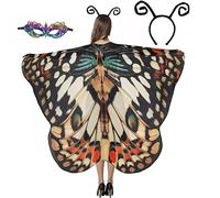 GRAJTCIN Womens Butterfly Wings Shawl, SoftFairy Pixie Halloween Moth Costume Cape Cosplay with Antennas(78" x 50", Moth)