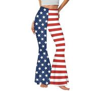 GRAJTCIN Women's High Waist American Flag Stretch Bell Bottom Independance Day Slim-Fit Flare Leg Pants, American Flag, M