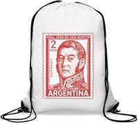 Gral Jose De San Martin Argentina Postage Stamp Gym Sack Casual Drawstring Bag White