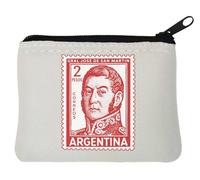 Gral Jose De San Martin Argentina Postage Stamp Neoprene Coin Purse Pouch 10x11cm White