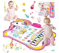 Gralal 3 in 1 Unicorn Musical Mat Toys for 1 2 3 Year Old Girls Gifts, Piano & Drum Instrument, Animal Theme, Piano Dance Mat Early Educational Toddler Toys Birthday Christmas Xmas Gifts for Kids