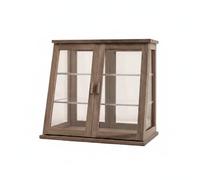 Gralara 1/12 scale Dollhouse Double Door Cabinet Fine Workmanship Miniature Wooden Display Cabinet Lightweight Multi-Tier Dollhouse Shelf for Collectors, Raw Walnut