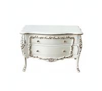 Gralara 1:12 Scale Side Cabinet European Design Miniature Drawer Cabinet Gold Trimmed Miniature Chest Handcrafted for Collectors, Hobbyists, Diorama, White
