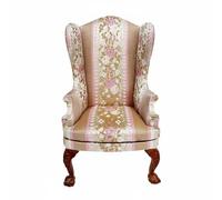 Gralara 1:6 Scale Armchair Handmade Dollhouse Wingback Chair Detail Miniature Floral Textile for Diorama