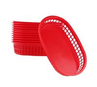 Gralara 12Pcs Oval Fast Food Baskets Food Serving Tray Classic Large Platters Bread Fry Baskets Serving Tray for Home Restaurants, red
