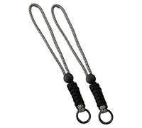 Gralara 2-Piece Ski Wrist Strap Elastic Anti-Loss Glove Tether Strap Comfortable Lanyard Made of Polyester And Metal for Men And Women, Black White