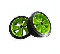 Gralara 2 Pieces Kayak Trailer Wheels Puncture-Resistant Solid PU Wheels Easy Rolling Solid Tires, Green, M