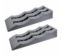 Gralara 2 Pieces Threestepped Wave-Shaped Tire Leveling Ramp Easy Setup PP Tire Ramp with Curved Wheel Channels Compact for Campsites, Driveways, Gray