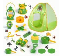 Gralara 27 Pieces Play Tent with Accessories Outdoor Children's Exploration Set Multi-Functional Play Tent for Young Children, Backyard, Playroom