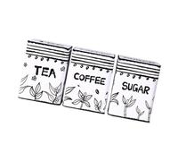 Gralara 3-Piece Coffee Bean Storage Container, Airtight Metal Jars, Multifunctional, Labeled, Practical for Kitchen, Home, Office, Style B