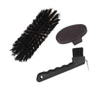 Gralara 3 Piece Horse Kit: Curry Comb, Professional Brush, Hoof Brush And Brush for Beginners, Competitions And, Black