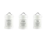 Gralara 3 Pieces Airtight jar Set Reusable Tea Tin jar Easy to Smooth Stainless Steel Container Storage Jar for Pantry, Black, Black, Fine English Font Three-Piece Set