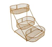Gralara 3 Tier Fruit Basket, Tiered Fruit Display Stand, Countertop, Office Vegetable Storage Rack, gold