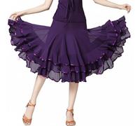 Gralara 360 Degree Billow Dance Skirt Built-in Lining Latin Dance Practice Skirt for Artists, As8, Alpha, Numeric_10, Numeric_10, Numeric_28, Regular, Regular, Array, Purple