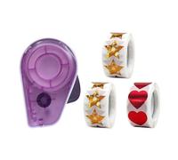 Gralara 4-Piece Hand Sticker Dispenser Set for Sticker Rolls, Sticker Machines, Reward Stickers, Teaching Aids, Made of PP Paper, for Students, Teachers, Gift, Purple