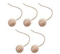 Gralara 5 Pieces Sisal Rope Cat Ball Toys, Bite And Wear Resistant, Hemp Rope Balls for Cats, Cat Teasers, 4.5cm Brown White