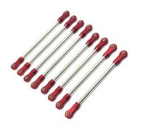 Gralara 8 Pieces RC Linkage Set with Metal Ends Adjustable Tie Rod Linkage Set Rod for Builders, Red