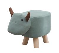 Gralara Animal Footstool Footrest Cute Step Stool Decorative Stool Upholstered Ottoman Shoe Changing Stool for Playroom Apartment, green calf
