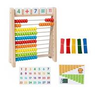 Gralara Arithmetic Math Counter Wooden Abacus Educational Toy Counting Frame Structured Equation Cards for Developing Color Recognition Suitable for Children Classroom Teaching, SET 2