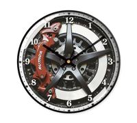 Gralara Brake Disc Clock Automotive Themed Wall Clock with Glass Front Oversized Numerals for Cars Enthusiasts, 30cm 12 Inch, style to 1