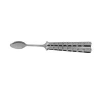 Gralara Butterfly Spoon Butterfly Training Spoon, Camping Tableware, Folding Utensil, Outdoor Tableware for Picnic, Backpacking, Argent handle