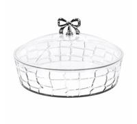 Gralara Cake Stand with Dome Clear Cake Stand with Dome Lid Crystal-Like for Culinary Creators , White Transparent , 25cm X 14cm