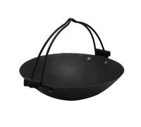 Gralara Camping Hanging Pot Outdoor Campfire Soup Pot Cooking Pot Cast Iron Compact Portable Cookware Non-Stick Features Easy to Transport, 24CM