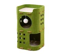 Gralara Cat Cave Bed with Dangling Ball, Covered Tunnel, Multi-Layer Condo for Indoor And Outdoor Cats, Green Double Layer