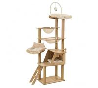 Gralara Cat Climbing Structure Equipped With Wooden Frame Multi-Level Scratching Posts Transparent Hammock Bed Suitable for Cat Owners Indoor Activity Rest Areas Home Use, 55 40 190cm