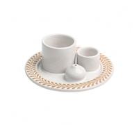 Gralara Ceramic Candle Holder Aromatherapy Tray Scented Cone Stand Tealight Cup Incense Dome Glazed Ceramic With Raised Ear Border Suitable for home, White