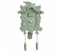 Gralara Children Decorative Clock Cuckoo Clock Wall Clock Birdhouse Clock With Tickle Movement And Hourly Bird Song Sculpted Details And Moving Pinecone, Green