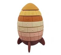 Gralara Children Stacking Blocks Silicone Stacking Toy Number Puzzle Educational Toy Math Symbols Stacking Game Rounded Top, Morandi Red, Rocket Stacking Toy Color Box Packaging