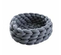 Gralara Chunky Knit Cat Bed Soft and Cozy Handmade Yarn Pet Bed Warm Crochet Pet Resting, Indoor, Dark Gray, 50cm 1.3kg