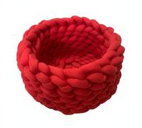 Gralara Chunky Knit Cat Bed Soft and Cozy Handmade Yarn Pet Bed Warm Crochet Pet Resting, Indoor, Red, 50cm 1.3kg