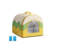 Gralara Cooling Pet House Zippered Pet House with Mesh Door Compact for Pets, Small Dogs, Indoor, Summer, Floor, Lemon Yellow, L