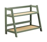 Gralara Desk Top Storage Shelf Bamboo 2 Tiers Organizer Durable Storage Rack Kitchen Home Stationery & Organisation Desk Tidy Organiser for Office Home Living Room, Green S