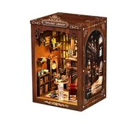 Gralara DIY Shelf Insert Detailed Interior Miniature Library Scene Precision-Cut Wood Library Shelf Insert for Study Room